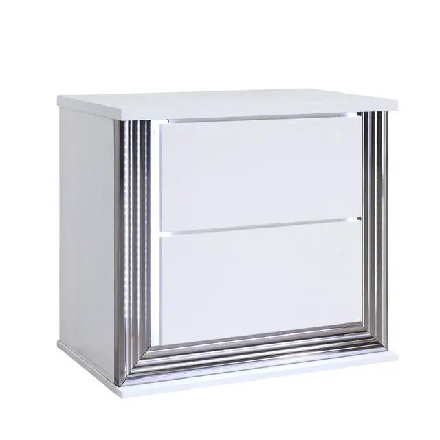 Alt view image 5 of 5 - MOON SMOOTH WHITE NIGHTSTAND WITH LED