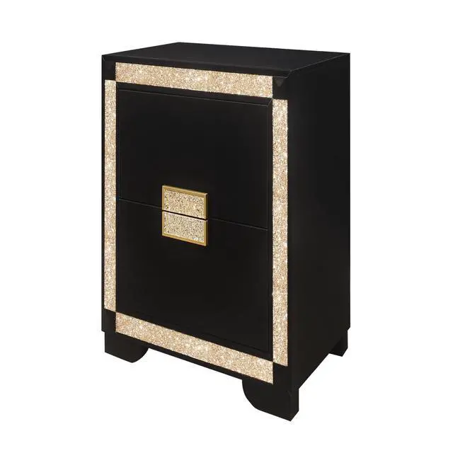 Alt view image 4 of 5 - Lively Black/Gold Nightstand