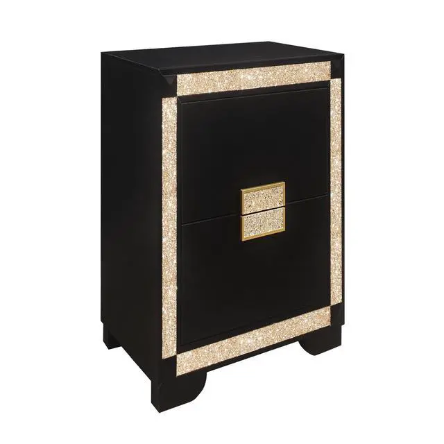Alt view image 5 of 5 - Lively Black/Gold Nightstand