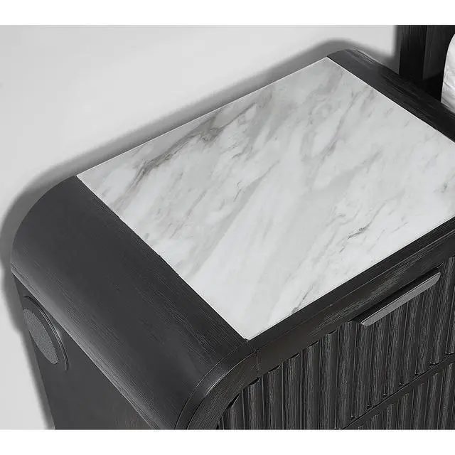 Alt view image 6 of 7 - Beverly Black And White Nightstand With Cooler And Speaker