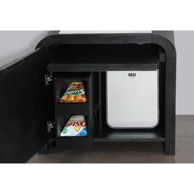 Alt view image 5 of 7 - Beverly Black And White Nightstand With Cooler And Speaker