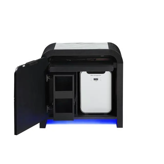 Alt view image 4 of 7 - Beverly Black And White Nightstand With Cooler And Speaker