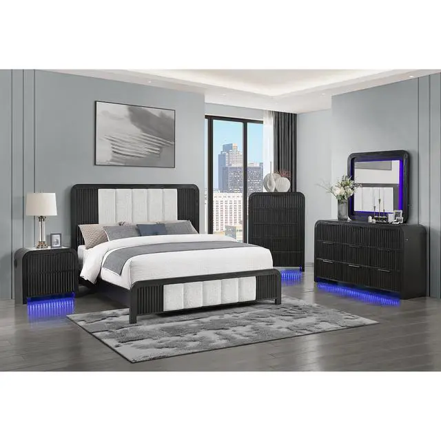 Alt view image 2 of 7 - Beverly Black And White Nightstand With Cooler And Speaker