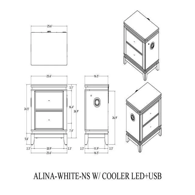 Alt view image 3 of 7 - Adelaide Grey And Black Nightstand With Cooler And Speaker