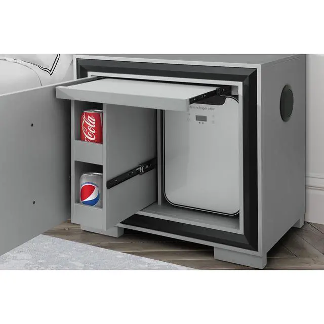 Alt view image 2 of 7 - Adelaide Grey And Black Nightstand With Cooler And Speaker