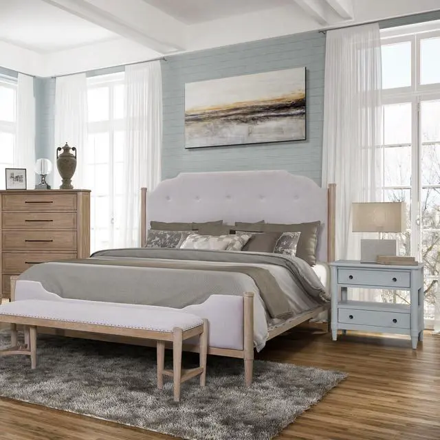 Alt view image 2 of 7 - Open Nightstand Ocean Finish With 2 Drawers