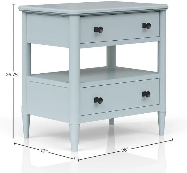 Alt view image 3 of 7 - Open Nightstand Ocean Finish With 2 Drawers
