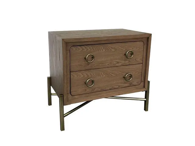 Alt view image 2 of 7 - 2 Drawer Nightstand With Usb In Latte Finish With Metal Base