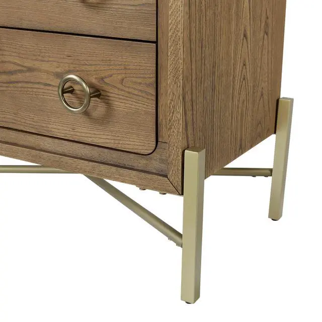 Alt view image 5 of 7 - 2 Drawer Nightstand With Usb In Latte Finish With Metal Base