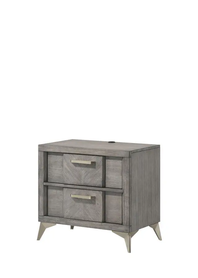 Alt view image 2 of 5 - 2 Drawer Nightsand In Gray Bookmatched Veneers