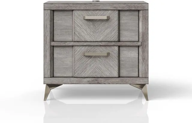Main image of 2 Drawer Nightsand In Gray Bookmatched Veneers