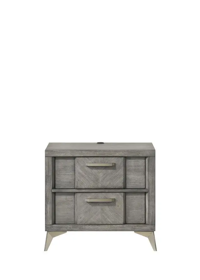 Alt view image 3 of 5 - 2 Drawer Nightsand In Gray Bookmatched Veneers