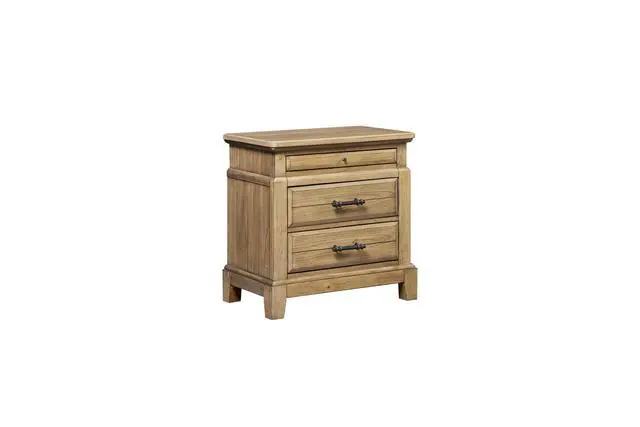 Alt view image 4 of 4 - 2 Drawer Nightstand W/ Tray - Caramel Finish