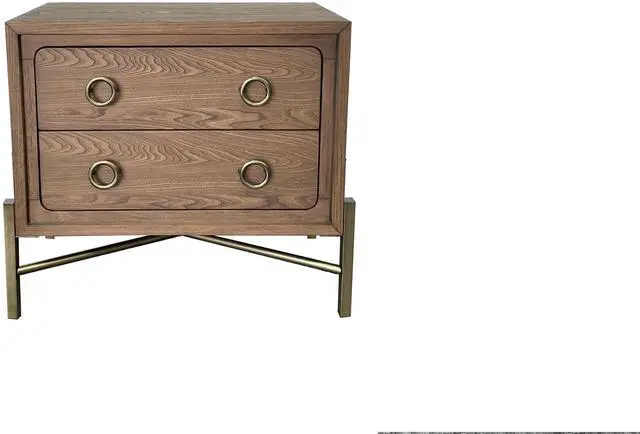Main image of 2 Drawer Nightstand With Usb In Latte Finish With Metal Base