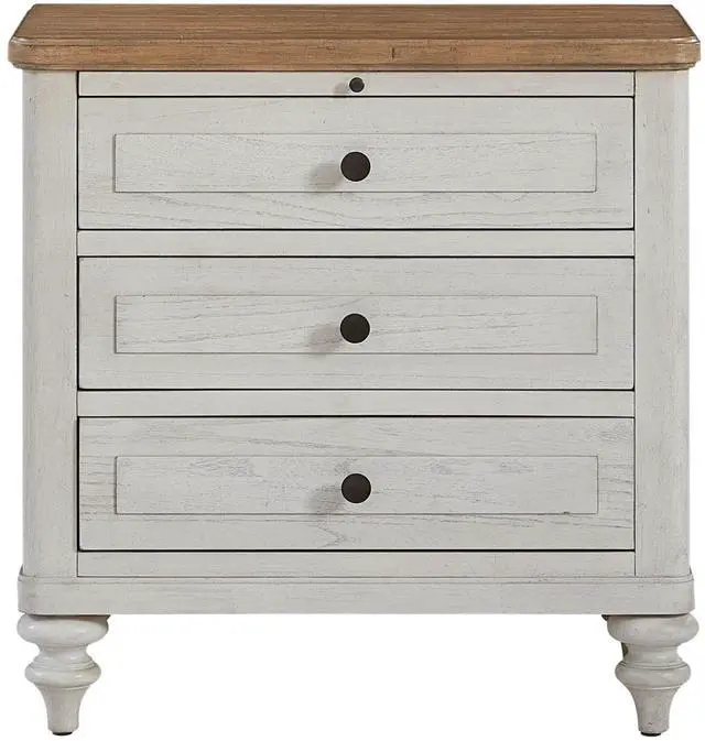 Main image of 3 Drawer Nightstand With Usb - Cement And Sand