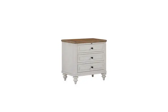 Alt view image 5 of 6 - 3 Drawer Nightstand With Usb - Cement And Sand