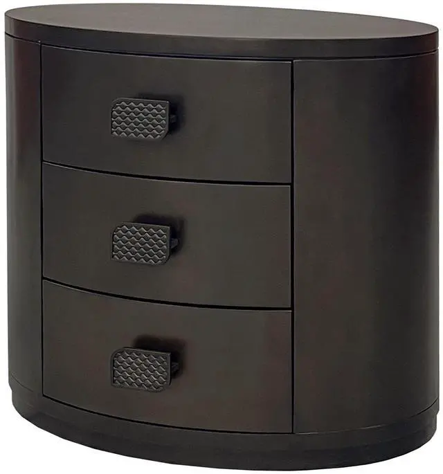 Alt view image 3 of 4 - 3 Drawer Oval Nightstand