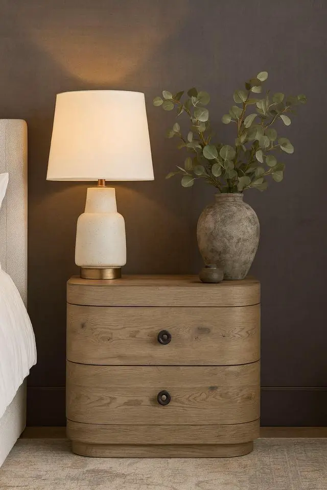 Alt view image 3 of 4 - Large 2-Drawer Nightstand In English Knotty Oak