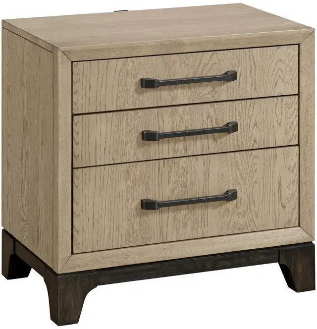 Main image of Brown 3-Drawer Nightstand With Usb