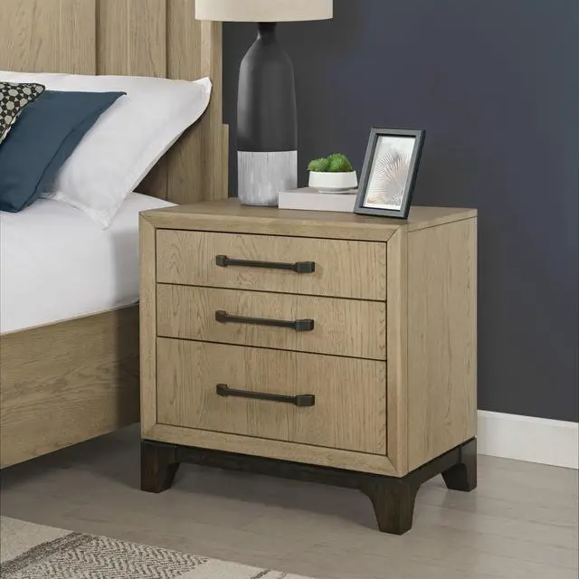 Alt view image 2 of 7 - Brown 3-Drawer Nightstand With Usb