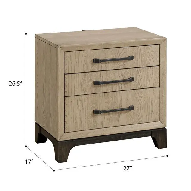 Alt view image 3 of 7 - Brown 3-Drawer Nightstand With Usb