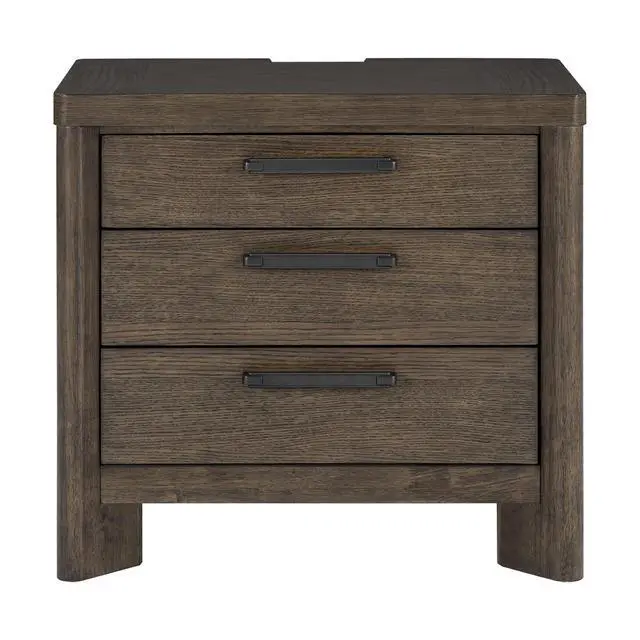 Alt view image 2 of 7 - Dark Oak 3-Drawer Nightstand With Usb