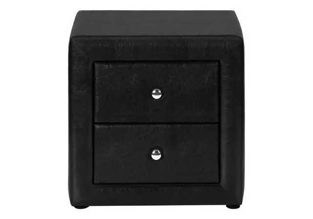 Alt view image 6 of 7 - Nightstand, Nightstand, End, Side, Lamp, Storage Drawer, Bedroom, Upholstered, Black Leather Look, Transitional