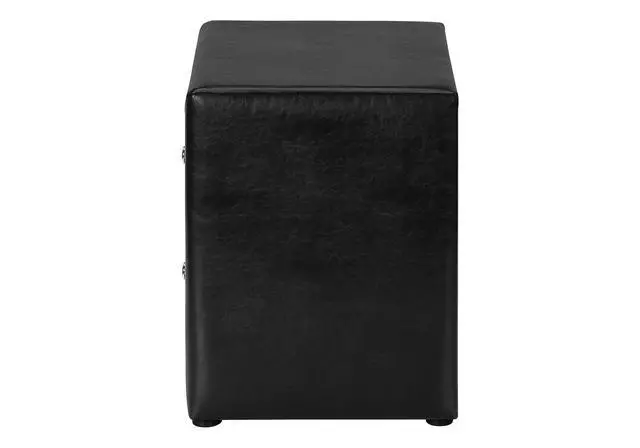 Alt view image 7 of 7 - Nightstand, Nightstand, End, Side, Lamp, Storage Drawer, Bedroom, Upholstered, Black Leather Look, Transitional
