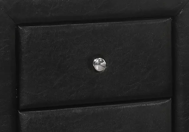 Alt view image 2 of 7 - Nightstand, Nightstand, End, Side, Lamp, Storage Drawer, Bedroom, Upholstered, Black Leather Look, Transitional