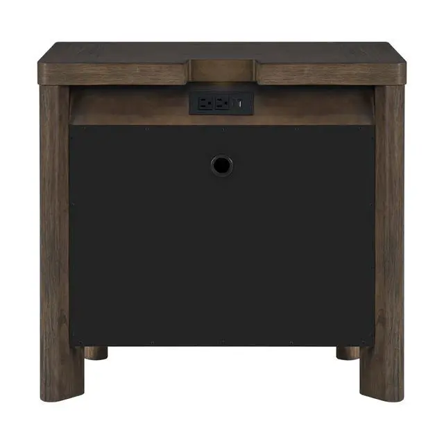 Alt view image 7 of 7 - Dark Oak 3-Drawer Nightstand With Usb