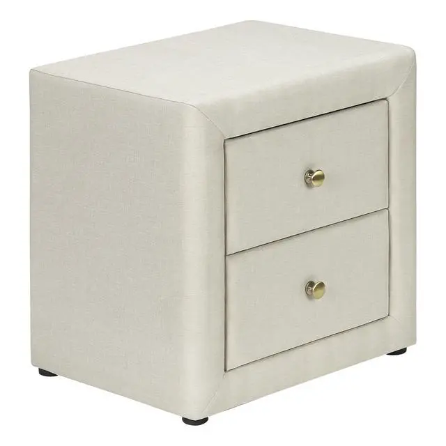 Alt view image 6 of 7 - Nightstand, Nightstand, End, Side, Lamp, Storage Drawer, Bedroom, Upholstered, Beige Linen Look, Transitional