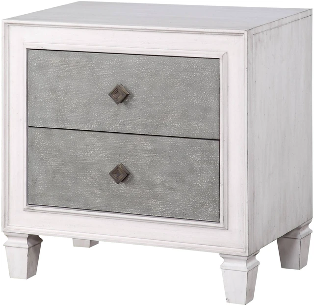 Alt view image 4 of 5 - Katia Rustic Gray & Weathered White Finish Night Stand