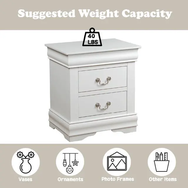 Alt view image 4 of 5 - Louis Philippe White Finish Nightstand