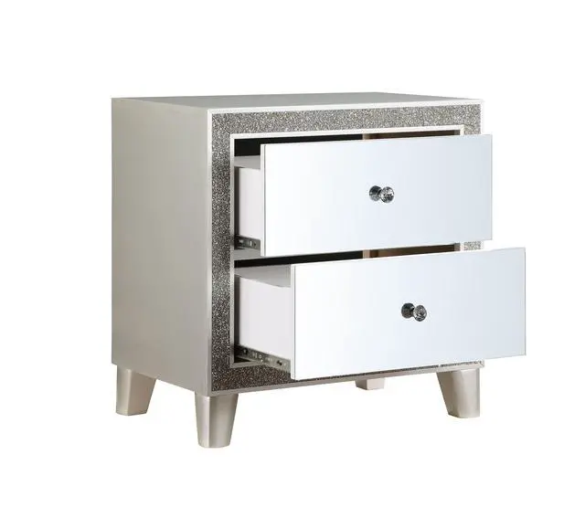 Alt view image 4 of 6 - Sliverfluff Mirrored & Champagne Finish Nightstand