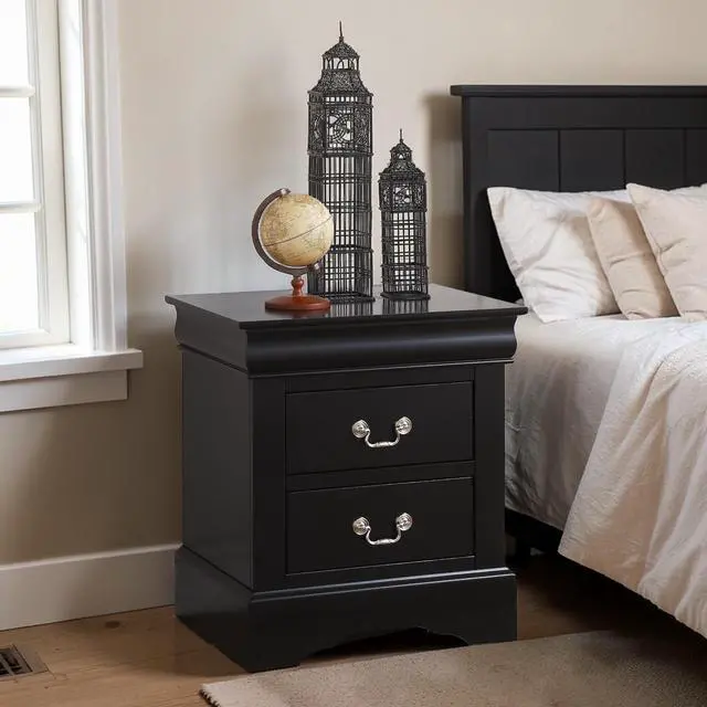 Alt view image 2 of 6 - Louis Black Finish Philippe Iii Nightstand