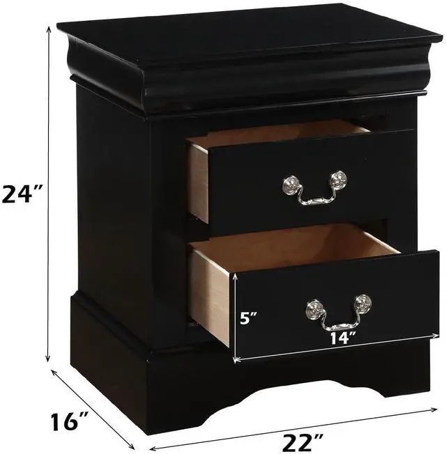 Alt view image 3 of 6 - Louis Black Finish Philippe Iii Nightstand