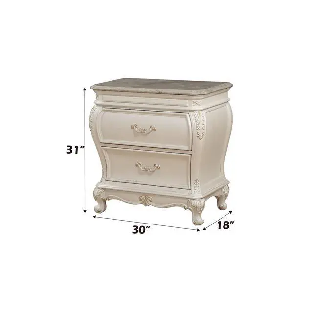 Alt view image 4 of 4 - Chantelle Pearl White Finish Nightstand W/Granite Top