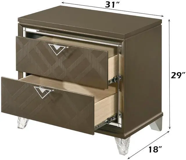 Alt view image 3 of 6 - Skylar Dark Champagne Finish Nightstand