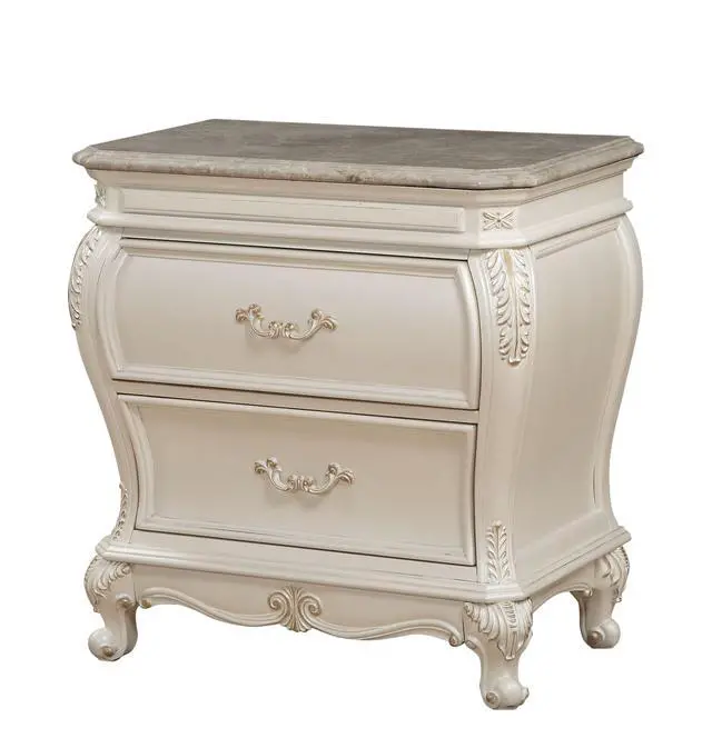 Alt view image 2 of 4 - Chantelle Pearl White Finish Nightstand W/Granite Top