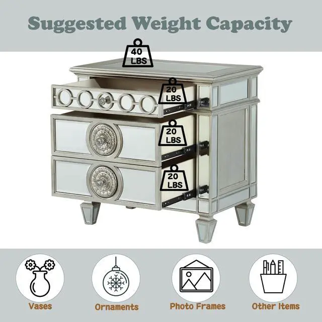 Alt view image 3 of 7 - Varian Mirrored Nightstand