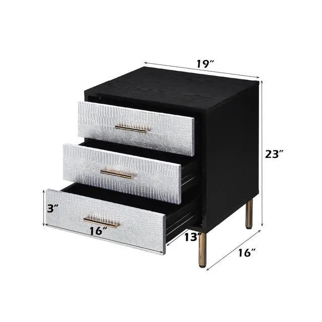 Alt view image 4 of 7 - Myles Black, Silver & Gold Finish Nightstand