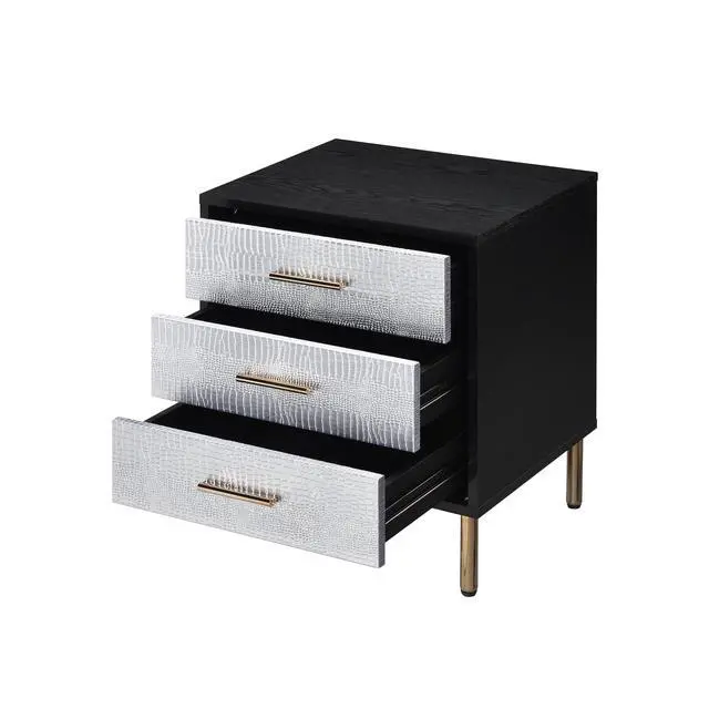 Alt view image 3 of 7 - Myles Black, Silver & Gold Finish Nightstand