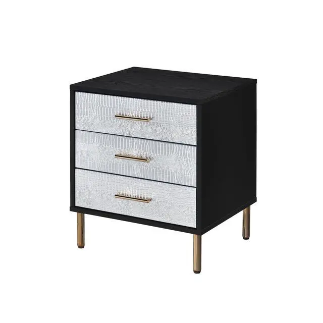 Alt view image 6 of 7 - Myles Black, Silver & Gold Finish Nightstand