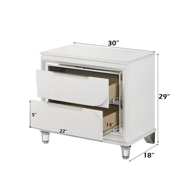 Alt view image 3 of 7 - Tarian Pearl White Finish Nightstand