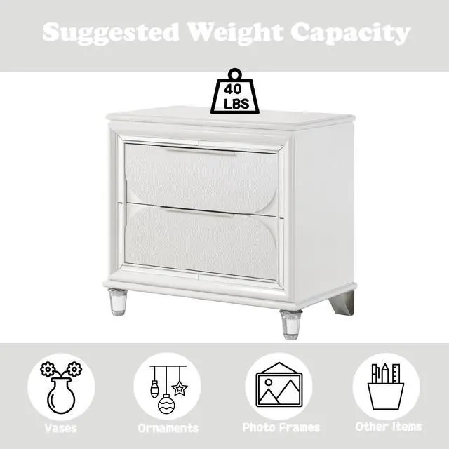Alt view image 5 of 7 - Tarian Pearl White Finish Nightstand