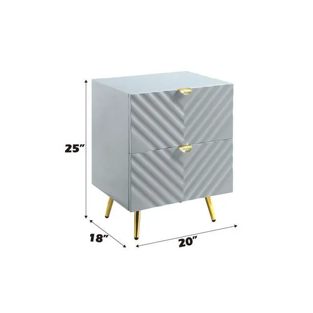 Alt view image 3 of 7 - Gaines Gray High Gloss Finish Nightstand