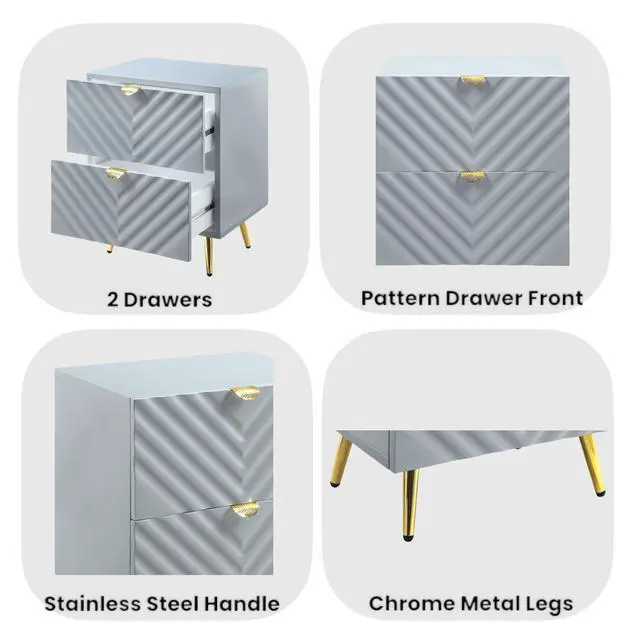 Alt view image 2 of 7 - Gaines Gray High Gloss Finish Nightstand