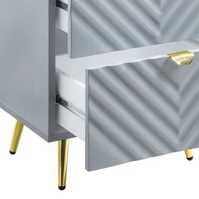 Alt view image 4 of 7 - Gaines Gray High Gloss Finish Nightstand
