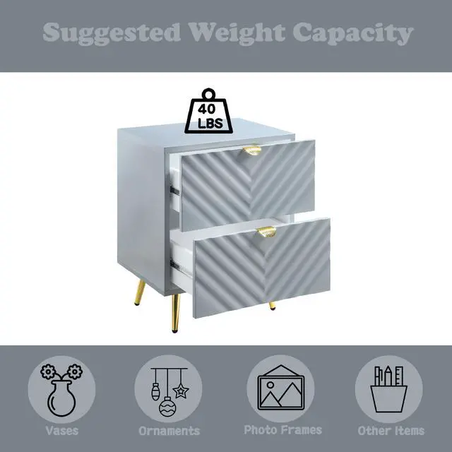 Alt view image 5 of 7 - Gaines Gray High Gloss Finish Nightstand