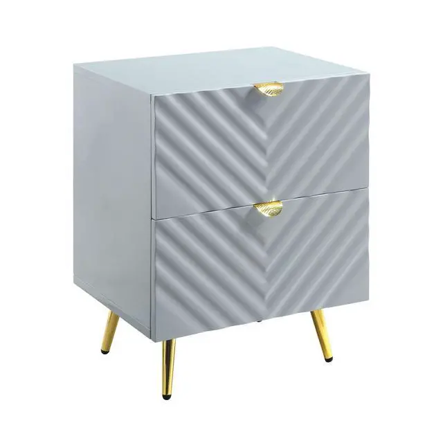 Alt view image 7 of 7 - Gaines Gray High Gloss Finish Nightstand